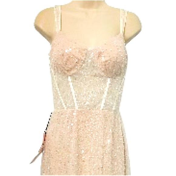 Kiss Prom NWT Wedding Collection Bustier Corset Sequins Beaded Gown Sheer - Picture 5 of 16